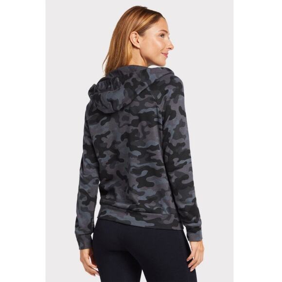 Sundry Camo Zip Up Hoodie Light Dark Grey Print Size 2 Medium Sweatshirt Comfy - Picture 2 of 15